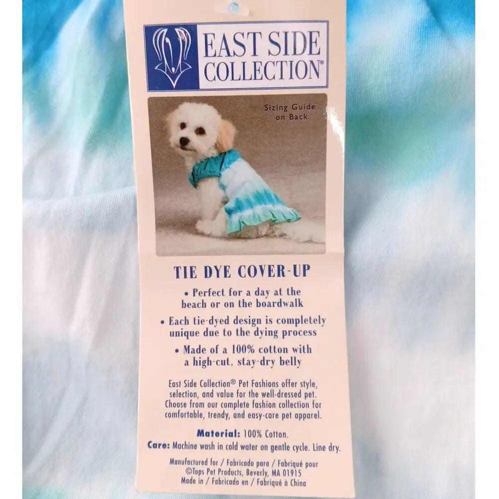 East Side Collection Tie Dye Dog Pet Dress Cotton Blue Size Medium